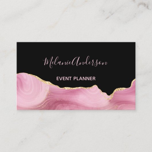 Elegant roze goudgeit visitekaartje (Voorkant)
