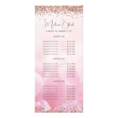 Elegant roze goudglitter Beauty Salon - prijslijst Reclamekaart (Voorkant)