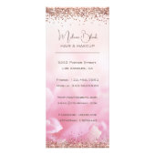 Elegant roze goudglitter Beauty Salon - prijslijst Reclamekaart (Achterkant)