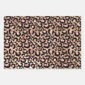 Elegant roze goudglitter Zwarte Cheetah Leopard Inpakpapier Vel (Voorkant 2)