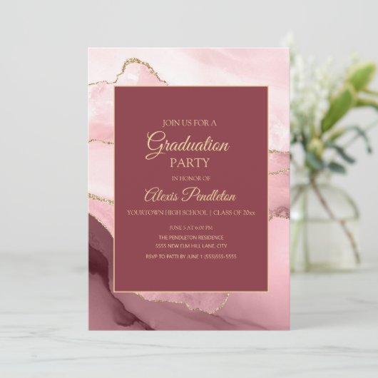 Elegant roze goudkleurige Afstuderen 5"X7" Kaart (Staand voorkant)