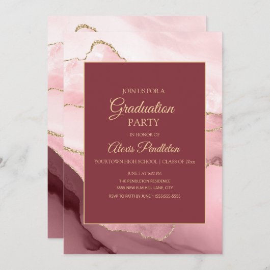 Elegant roze goudkleurige Afstuderen 5"X7" Kaart (Voorkant / Achterkant)