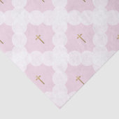 Elegant roze goudkruisvormig wit patroon baptisme tissuepapier (Detail)