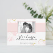 Elegant roze & goudmarmer flatje, sla de datum Kaa Save The Date (Staand voorkant)