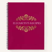 Elegant roze goudmonogram Recipbook Cookbook Notitieboek (Voorkant)