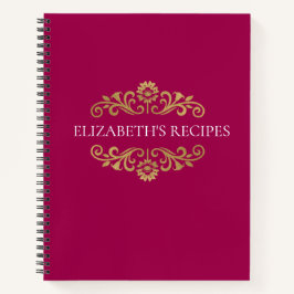 Elegant roze goudmonogram Recipbook Cookbook Notitieboek
