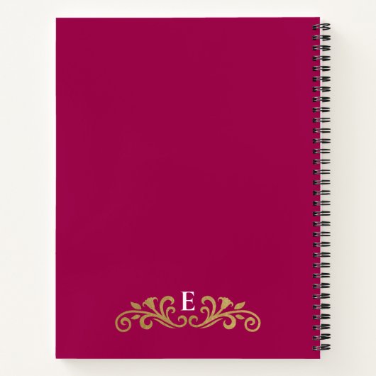 Elegant roze goudmonogram Recipbook Cookbook Notitieboek (Achterkant)