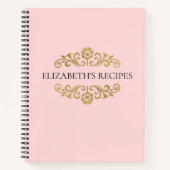 Elegant roze goudmonogram Recipbook Cookbook Notitieboek (Voorkant)