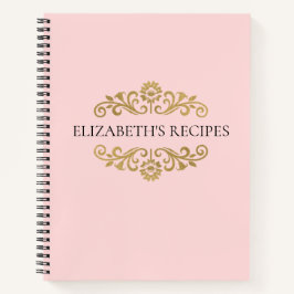 Elegant roze goudmonogram Recipbook Cookbook Notitieboek