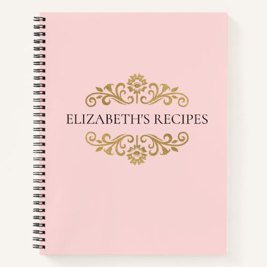 Elegant roze goudmonogram Recipbook Cookbook Notitieboek (Voorkant)