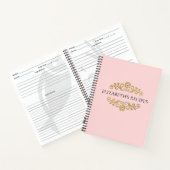 Elegant roze goudmonogram Recipbook Cookbook Notitieboek (Binnen)