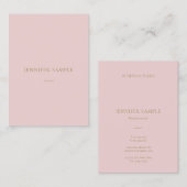 Elegant roze goudtekst Eenvoudig design Profession Visitekaartje (Voorkant / Achterkant)