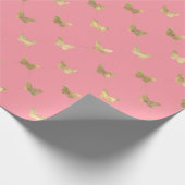 Elegant roze goudvlinderpatroonverlooppapier cadeaupapier (Hoek)
