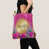 Elegant roze goudvormig Lijst Floral Tote Bag (Dichtbij)
