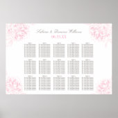 Elegant roze grauwe pony Wedding Seating Seating Poster (Voorkant)