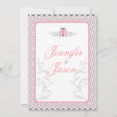 Elegant roze & Gray Garden Wedding Invitations Kaart (Voorkant)
