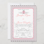 Elegant roze & Gray Garden Wedding Invitations Kaart (Achterkant)