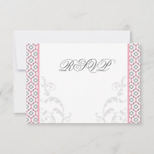 Elegant roze & Gray Garden Wedding Invitations RSVP Kaartje
