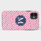 Elegant roze Griekse sleutel gepersonaliseerd Case-Mate iPhone Case (Achterkant (horizontaal))