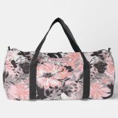 Elegant Roze Grijs Bloemen Patroon Gepersonaliseer Plunjezak (Voorkant)