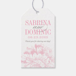 Elegant Roze Grijs Bloemen Pioen Bruiloft Monogram Cadeaulabel