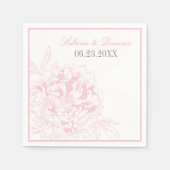 Elegant Roze Grijs Bloemen Pioen Bruiloft Monogram Servetten (Voorkant)