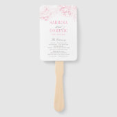 Elegant Roze Grijs Bloemen Pioen Bruiloft Programm Handwaaier (Voorkant)