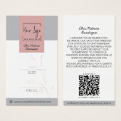 Elegant Roze & Grijs Botanisch Sociaal QR Prijs La Visitekaartje (Voorkant /achterkant)
