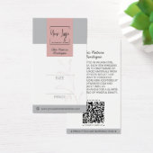 Elegant Roze & Grijs Botanisch Sociaal QR Prijs La Visitekaartje (Bureau)
