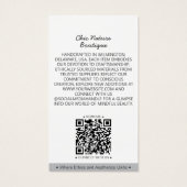 Elegant Roze & Grijs Botanisch Sociaal QR Prijs La Visitekaartje (Achterkant)