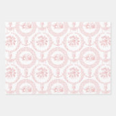 Elegant roze, grijs en blauw op witte gegraveerde inpakpapier vel (Voorkant 2)