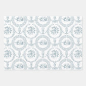 Elegant roze, grijs en blauw op witte gegraveerde inpakpapier vel (Voorkant)