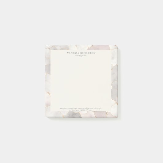 Elegant Roze & Grijs Marmer Notaris Openbare Logo Post-it® Notes (Voorkant)