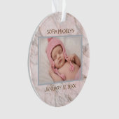 Elegant roze grijs marmer Patroon Aangepaste foto Ornament (voorkant)