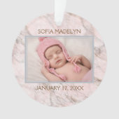 Elegant roze grijs marmer Patroon Aangepaste foto Ornament (voorkant)
