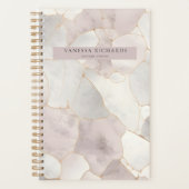 Elegant Roze & Grijs Marmeren Luxe Notaris Openbaa Planner (Voorkant)