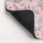 Elegant roze grijs toile de jouy muismat (Hoek)