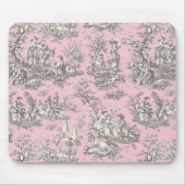 Elegant roze grijs toile de jouy muismat (Voorkant)