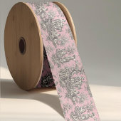 Elegant  roze grijs toile de jouy satijnen lint