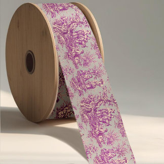 Elegant roze grijs toile de jouy satijnen lint