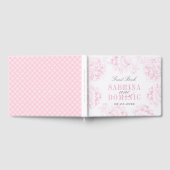 Elegant roze grijze bloemige pioen rozen bruilofts gastenboek (Volledig)