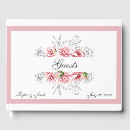 Elegant roze grijze Floral bruiloft Gastenboek