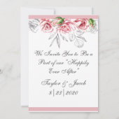 Elegant roze grijze Floral bruiloft Save The Date (Achterkant)