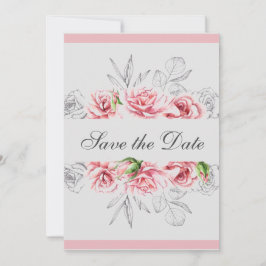 Elegant roze grijze Floral bruiloft Save The Date