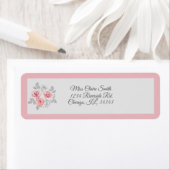 Elegant roze grijze Floral Script Weduwadres Etiket (Insitu)