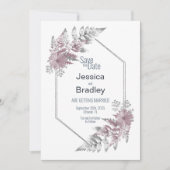 Elegant roze grijze geometrische bruiloft save the date (Voorkant)
