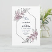 Elegant roze grijze geometrische bruiloft save the date (Staand voorkant)