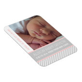 Elegant roze, grijze, gestreept meisje magneet (Rechterzijde)