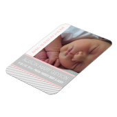 Elegant roze, grijze, gestreept meisje magneet (Linkerzijde)