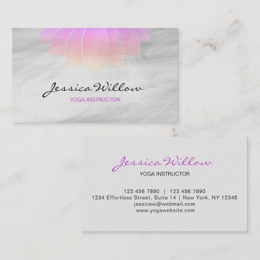 Elegant roze grijze Lotus Yoga Instructor Visitekaartje (Voorkant / Achterkant)